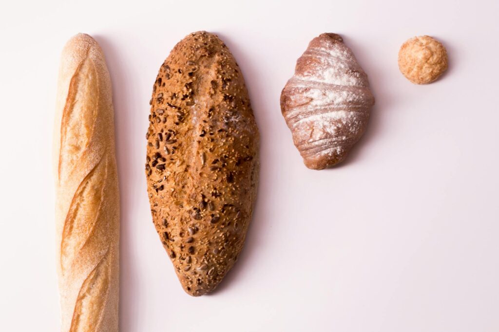 flatlay photography of variety of breads